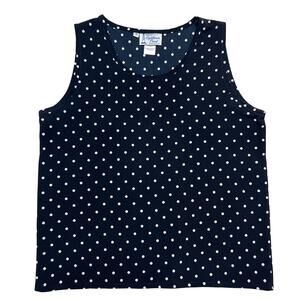 Lighthouse Point Vintage 90s Polka Dot Sleeveless Blouse Black White Women's S